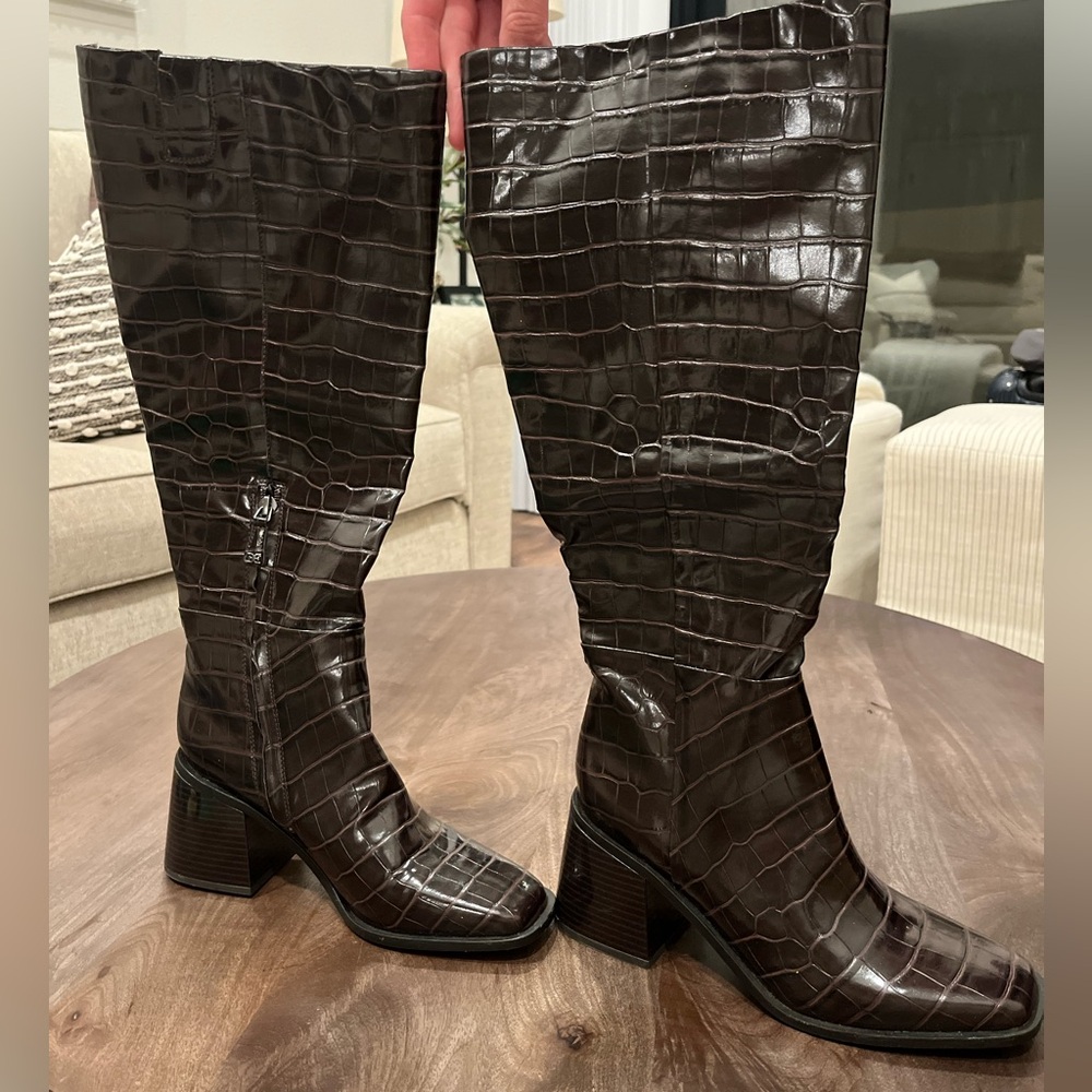 Sam Edelman Crocodile Knee-High Boots